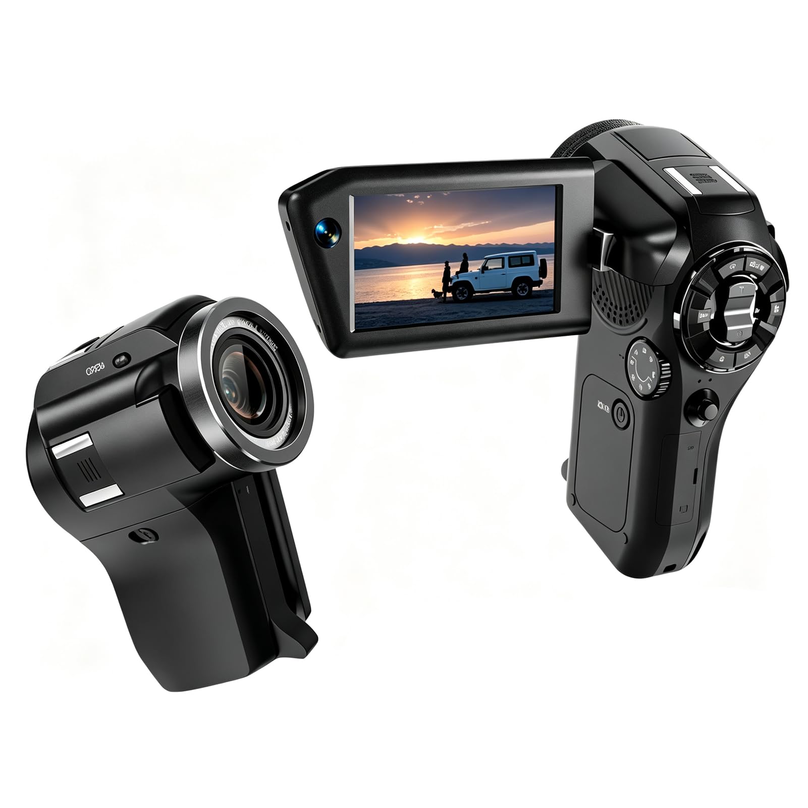 gugxiom 8k video camera with wifi & dual lens, 75mp handheld camcorder with 16x digital zoom, 3" rotatable screen, remote control, for vlogging recording travel