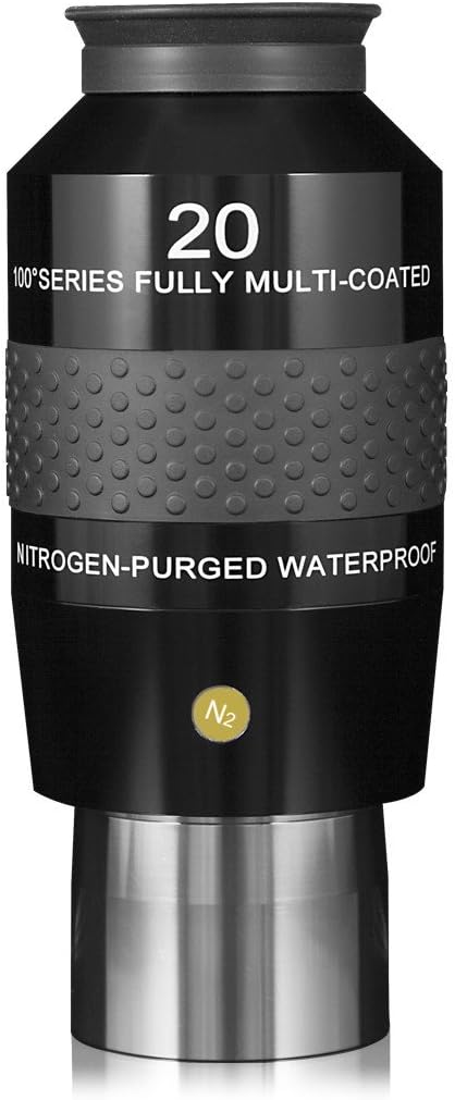 Explore Scientific 100 Degree Series 20mm Nitrogen-Purged Waterproof Eyepiece, Fully Multi-coated, 2" Barrel
