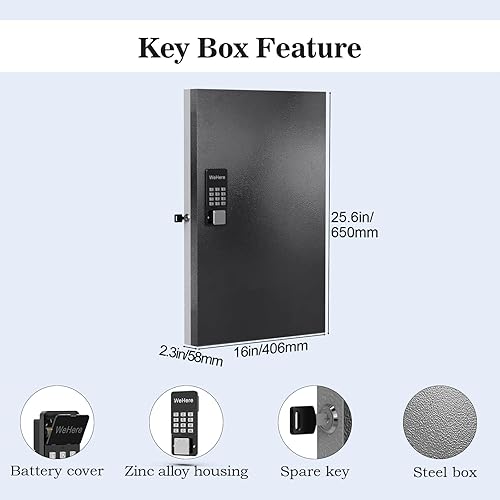 Miniatura 7 de Organizador de gabinete de 96 llaves, caja de bloqueo de llave de metal para montaje en pared, uso de tecnología OTP, desbloqueo de contraseña