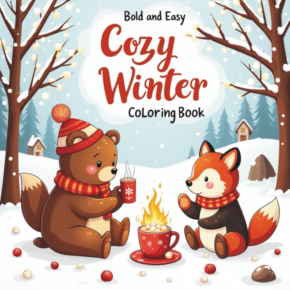 Cozy Winter: A Relaxing Adult Coloring Book with Snowy Scenes, Festive Holidays, Winter Animals, and Peaceful Cabin Vibes for Stress Relief and Mindful Joy