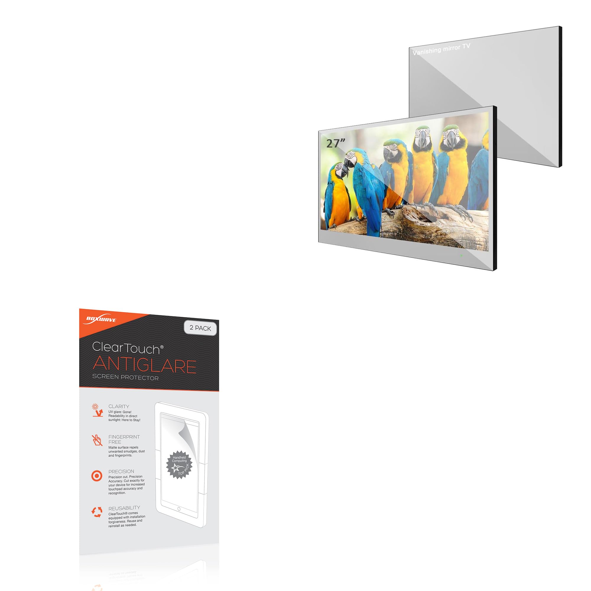 BoxWaveScreen Protector Compatible with elecsung 27 in Smart Mirror TV for Bathroom - ClearTouch Anti-Glare (2-Pack), Anti-Fingerprint Matte Film Skin