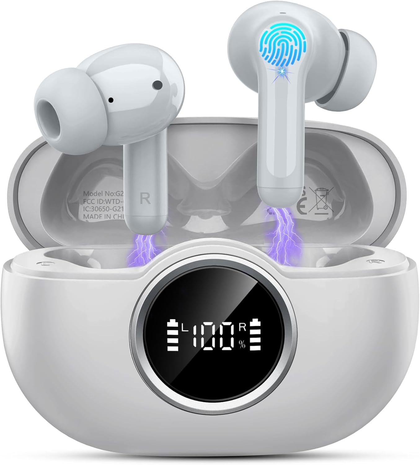 Wireless Earbuds, 2025 Bluetooth 5.4 Headphone 3D Bass Hi-Fi Stereo Ear Buds, 4 ENC Noise Cancelling Mic, 40H 3g USB-C in-Ear Earphone, IP7 Waterproof Workout Sport for Laptop Pad Android iOS, Blue