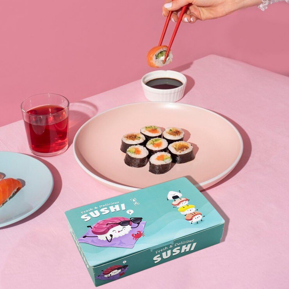 Scatole per Alimenti Asporto 100 Pezzi Scatole per Salumi Piccoli Contenitori per Sushi Palline di Riso Contenitori Asporto Fornitura di Imballaggi per Ristorante