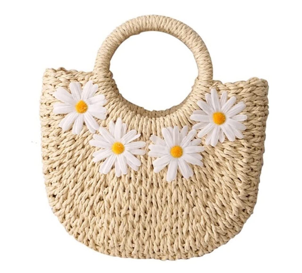 Korbtaschen Damen Straw Woven Handbag Women Crossbody Bag Shoulder Woven Beach Bag Sommer Strand Geldbörse(Color:B)