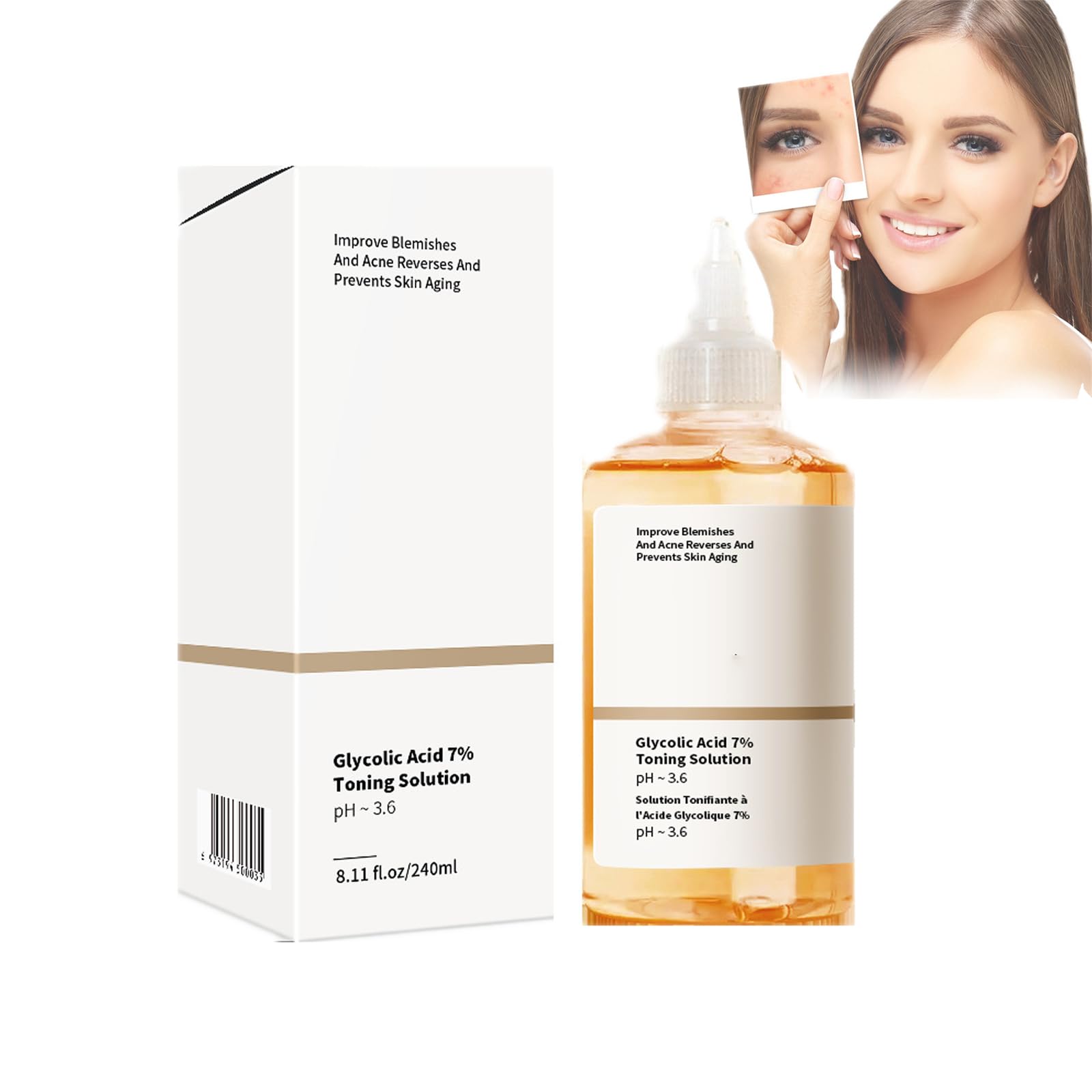 Mikabila (03)240ml Glycolic Acid Toning Resurfacing Solution,Tónico para Rostro, Tónico de ácido Glicólico, Tónico Facial Firmeza Luminosidad Frescor Glacial, Solución Tonificante Exfoliante