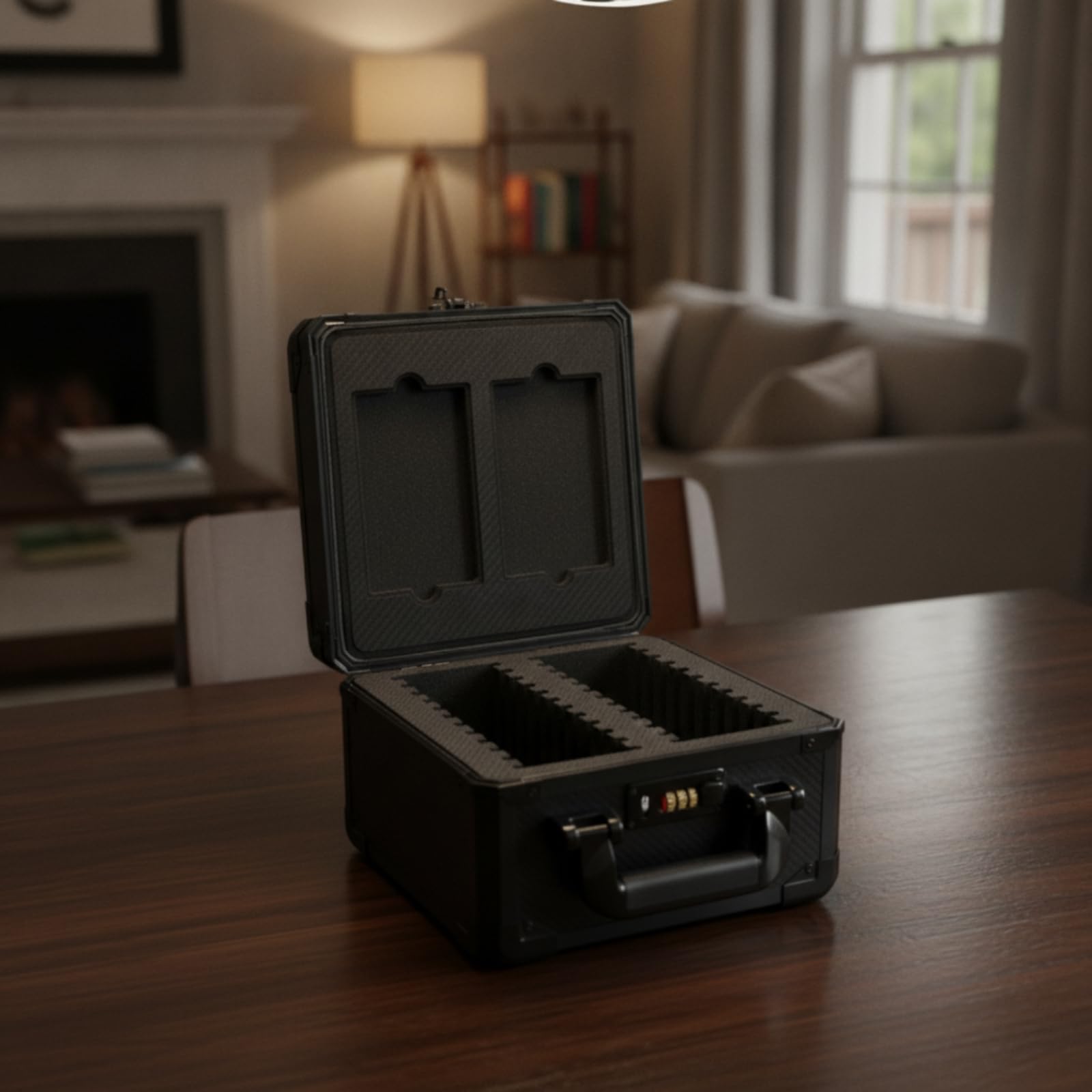 Scatola Porta Carte con Serratura a Due Scomparti Valigetta Porta Carte con Coperchio Trasparente Facile da Pulire Custodia per Casa, Tornei, Fiere