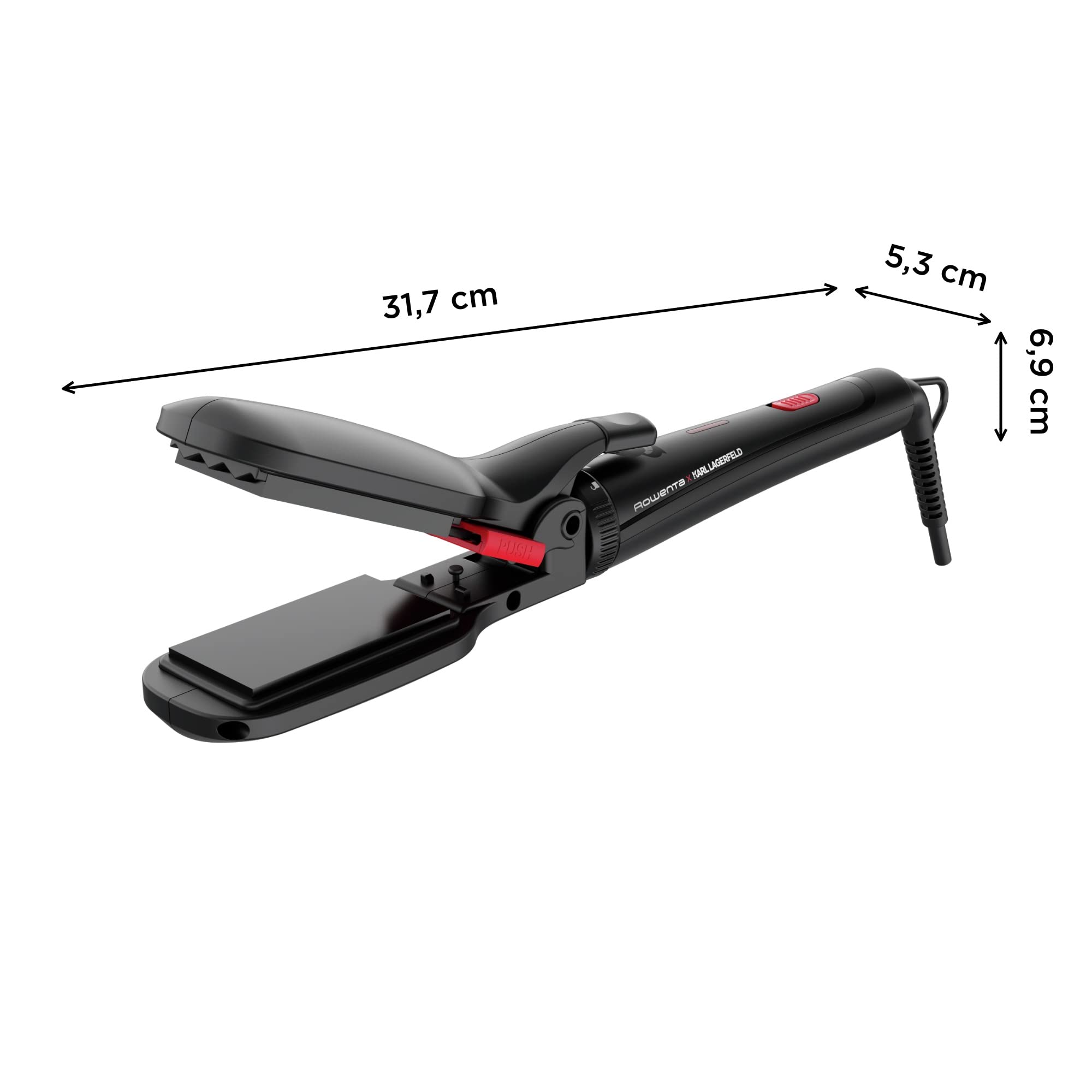 Rowenta x Karl Lagerfeld Looks Infinitos 9 en 1 CF422L- plancha pelo y rizador pelo, tenacillas, rizador de pelo, ondulador, cepillo pelo caliente, revestimiento cerámico, 190 °C, punta fría