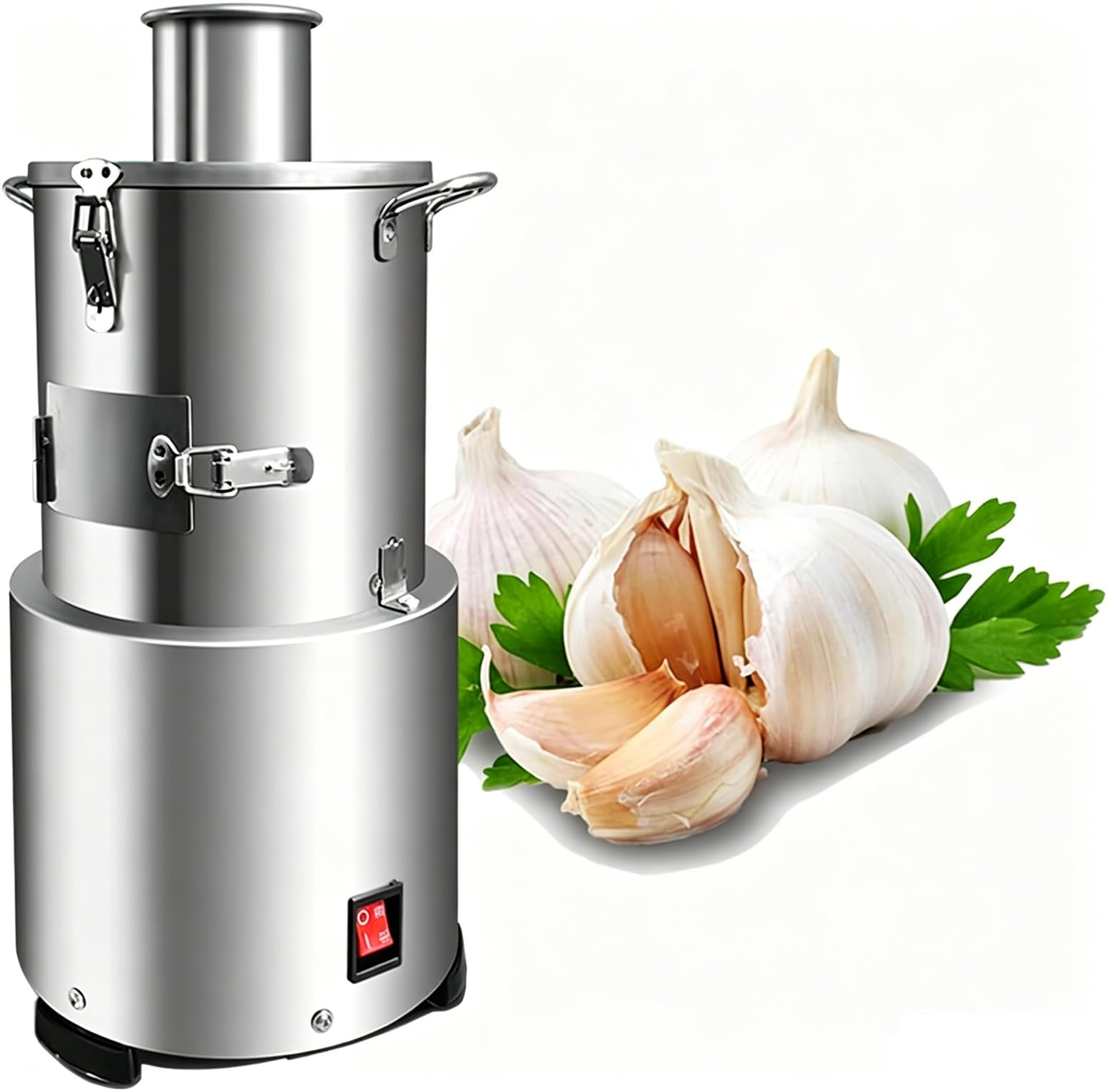 Nuxyyds Electric Garlic Peeler & Chopper 200W – Automatic Garlic Peel Remover Machine, Stainless Steel Garlic Mincer 20kg/h Dried Garlic Peeling Machine for Business