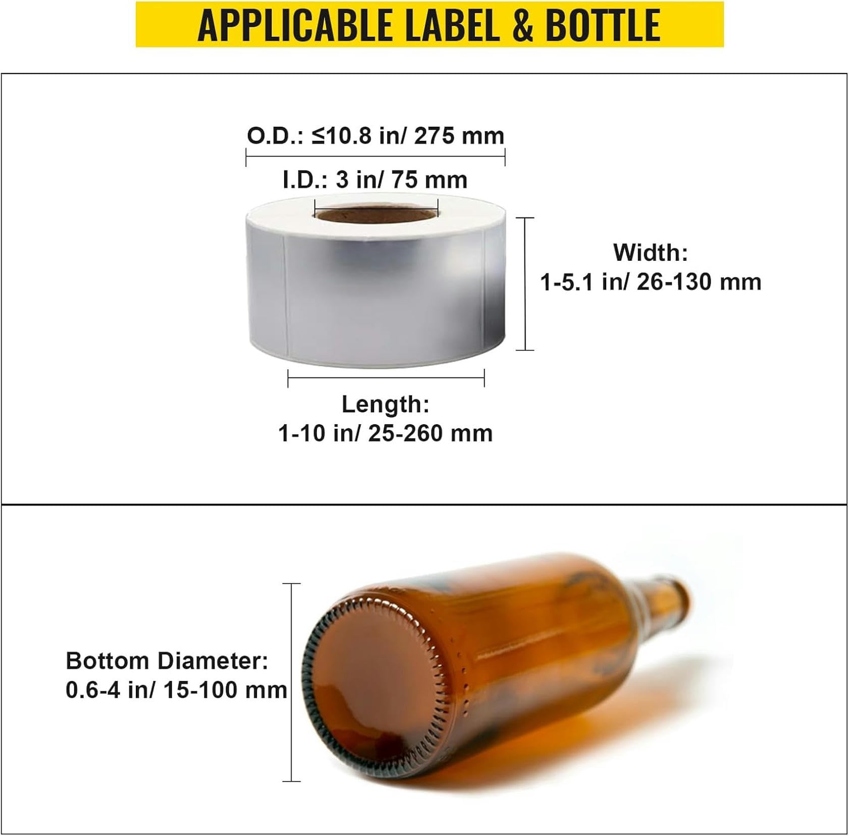 Étiqueteuse manuelle pour bouteilles rondes, semi-automatique réglable pour canettes et bouteilles, 25 pièces/min, étiquettes de 10 à 110 mm de large et 10 à 300 mm de long