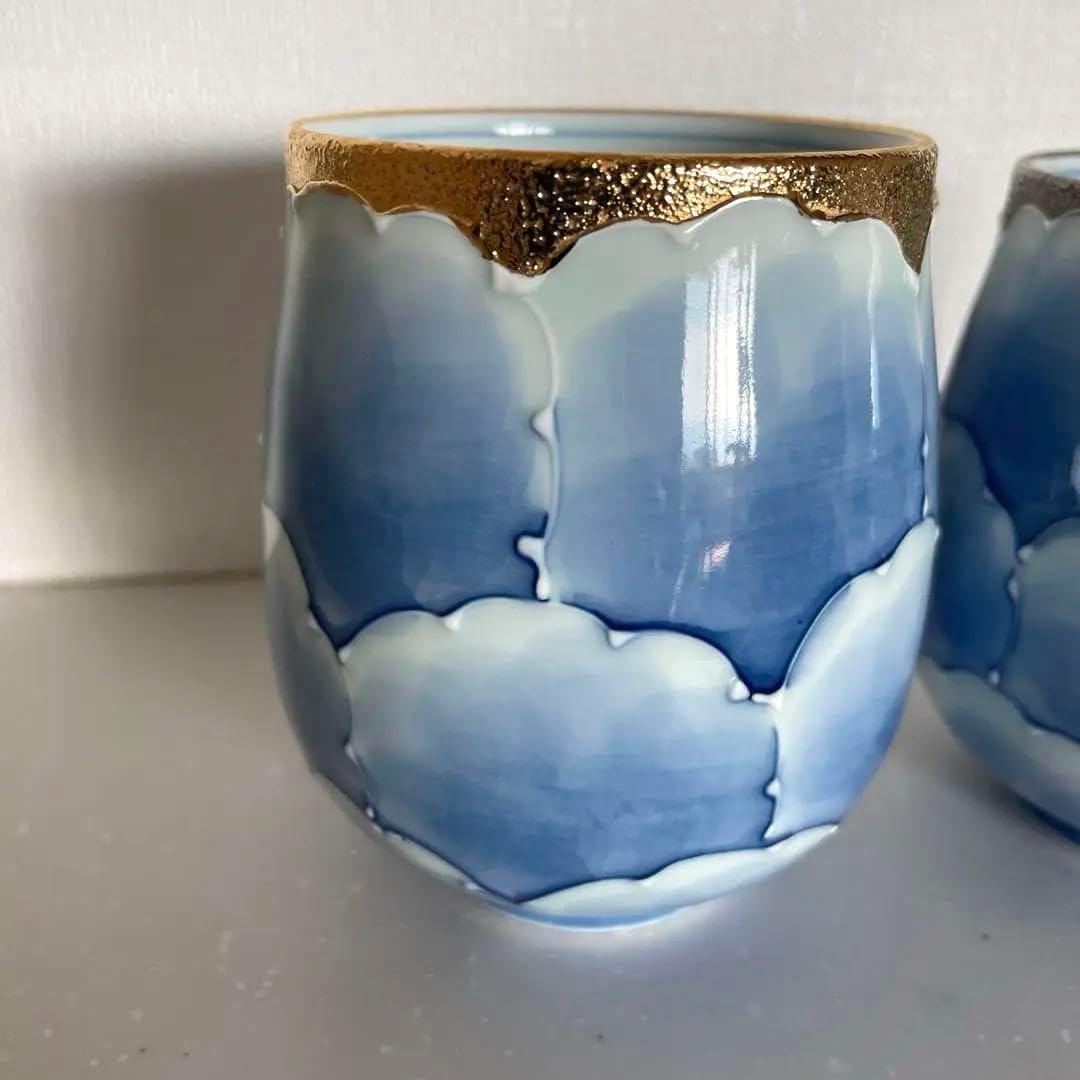 韓国 人間文化財 人間国宝 柳海剛 青磁 雲鶴図 茶碗 ぐい呑み 5個 共箱