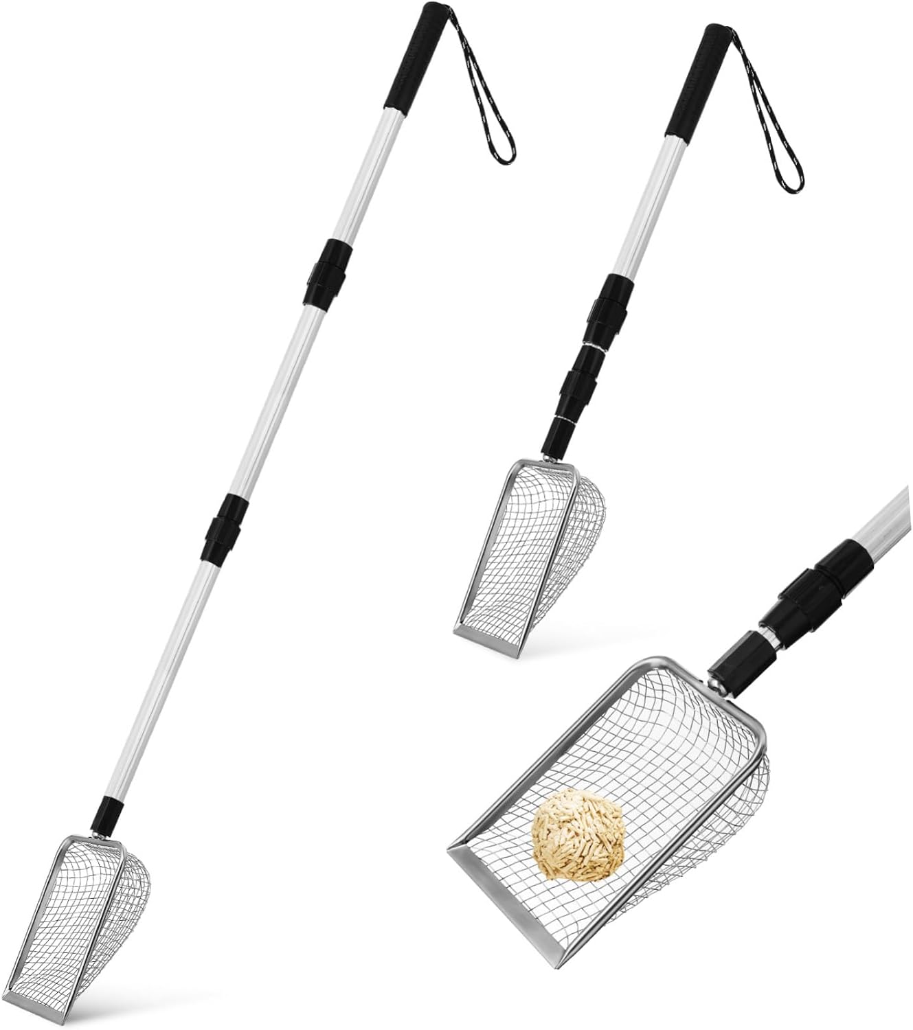 POPETPOP 2pcs Telescopic Cat Litter Scoop Scoopers Fine Mesh for Efficient Sifting Handles for Easy Use Pet Supply for Litter Boxes