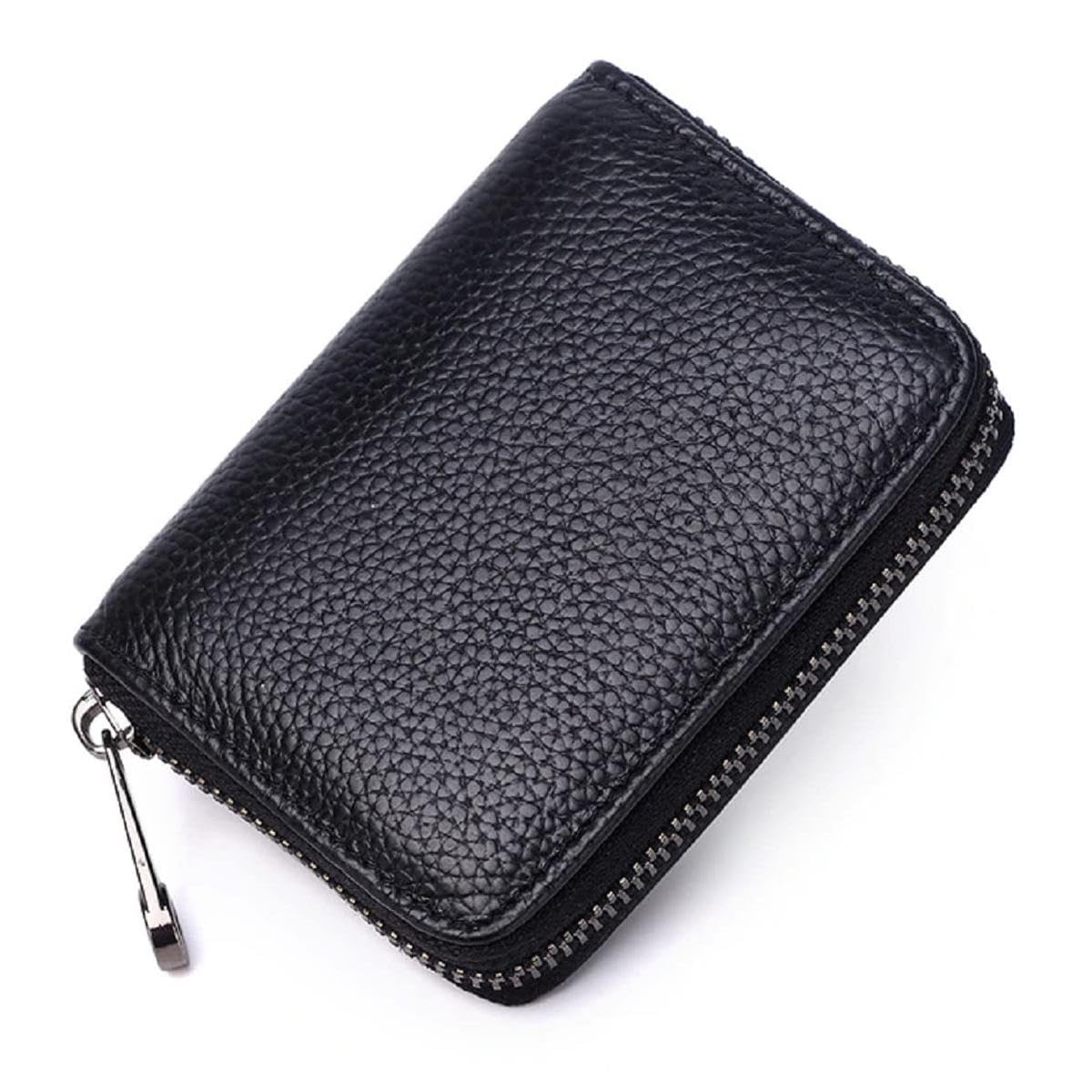 Unisex Genuine Leather Wallet with Zipper | RFID Blocking Card Holder Zipper Wallet (1-Black)-image-9