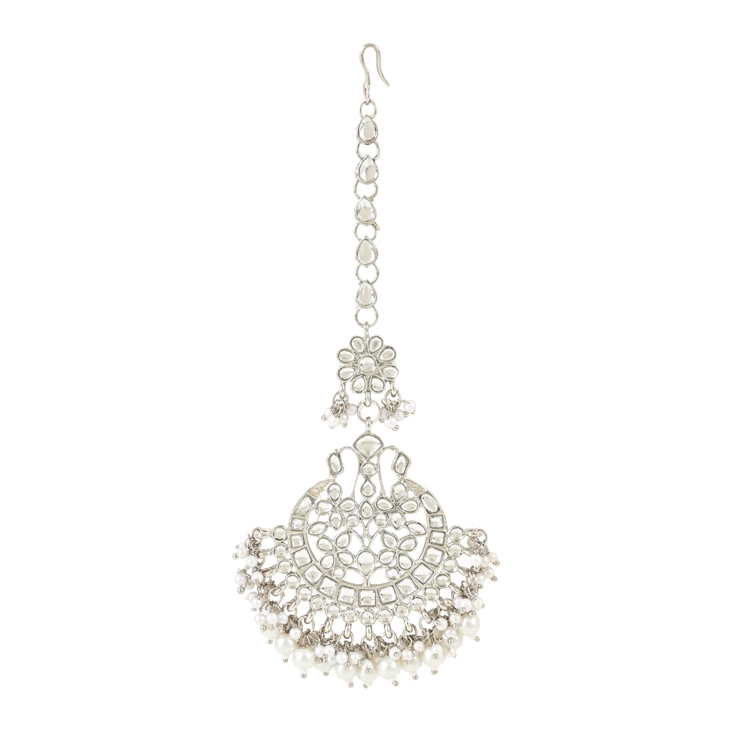 I Jewels Silver Plated Traditional Kundan & Pearl Handcrafted Maang Tikka For Women/Girls (T2042S) (B0C89DK2RG) Amazon Price History, Amazon Price Tracker