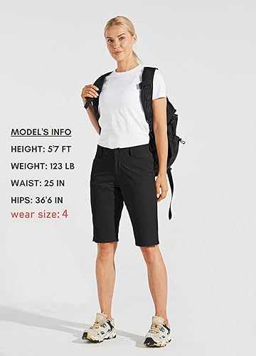 Miniatura 4 de Willit Pantalones cortos para mujer, 13 pulgadas, para golf, senderismo, largos, hasta la rodilla, de secado rápido, resistentes al agua, casual,