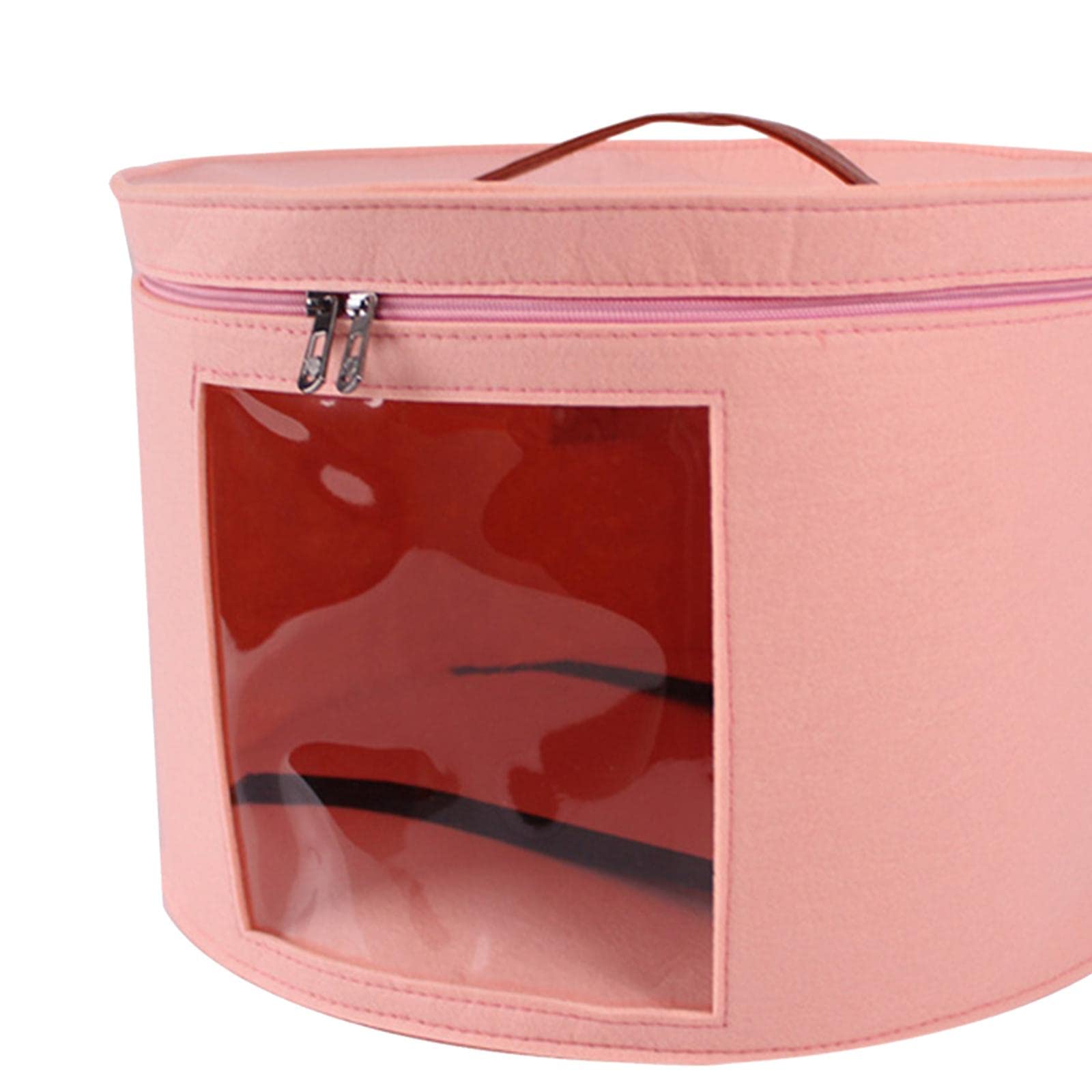 figatia Hat Storage Box, Stackable Felt Organizer Bucket with Dustproof Lid for Closet Organizer, Pink Large