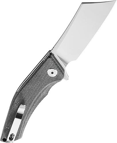 Miniatura 8 de BESTECH KNIVES Cuchillo de bolsillo plegable de carnicero hoja de acero D2 lavada a la piedra de 3.15 pulgadas, mango de micarta, bloqueo de forro