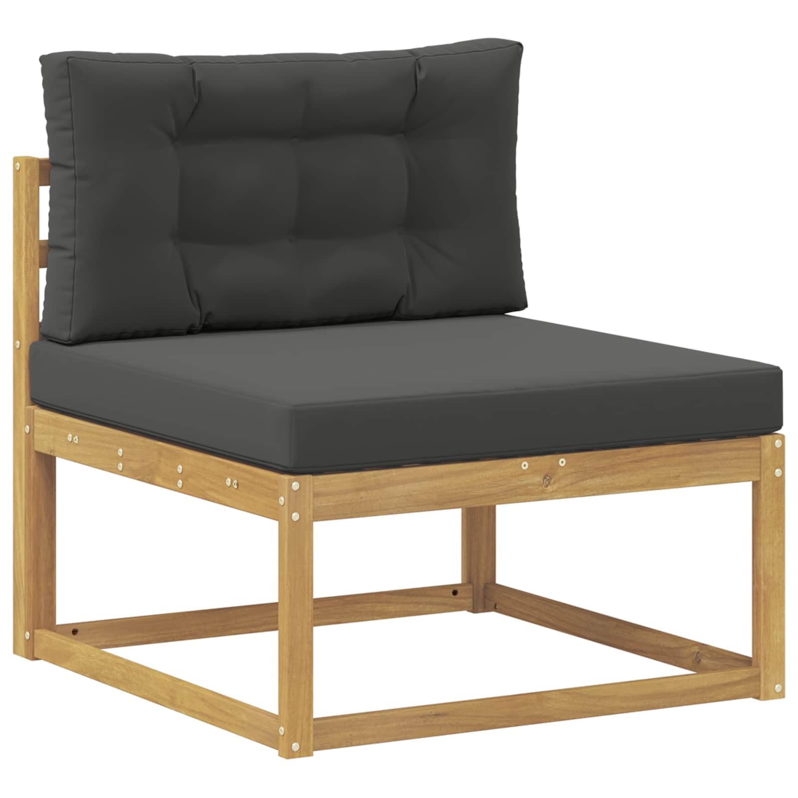 Juego de sofá de 8 piezas de madera maciza de acacia en blanco y antracita, resistente a la intemperie, para terraza, balcón y festivales al aire libre, con cómodos cojines de asiento