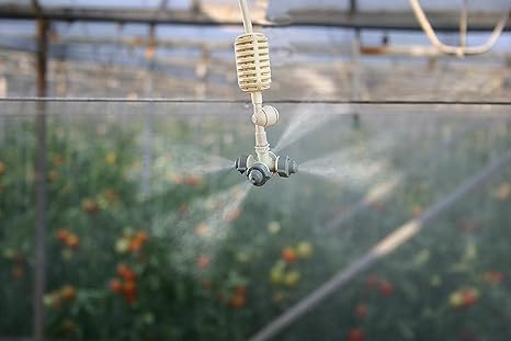 DIY Crafts 360 Degree Rotary Sprinkler Hanging Fog Nozzle Greenhouse Garden Micro Drip Irrigation Fitting Watering Sprayers (2 Pcs Sprinkler Hanging Kit, Included Pipe + Faucet Connector + Accessory)