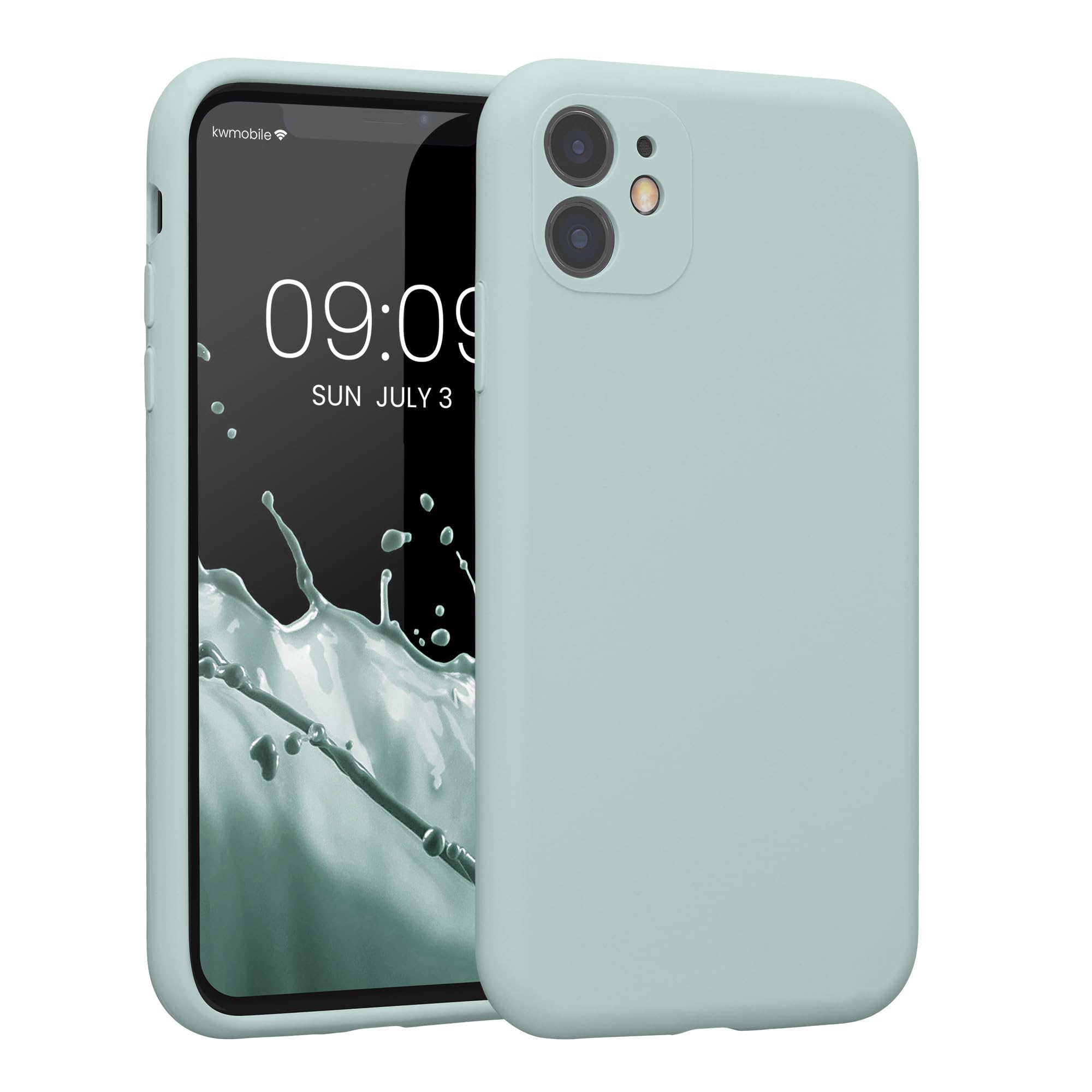 kwmobile Cover per iPhone 13 Pro Custodia - Back Case per Smartphone in Silicone TPU - Protezione Gommata - menta freddo