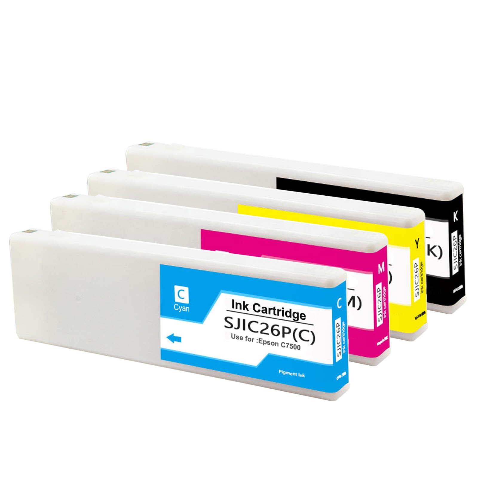 SJIC26P Ink Cartridge 300ml Compatible with C33S020614 C33S020615 C33S020616 C33S020617 Ink Cartridges Suitable for ColorWorks C7500 TM-C7500 Printers 4 Pack
