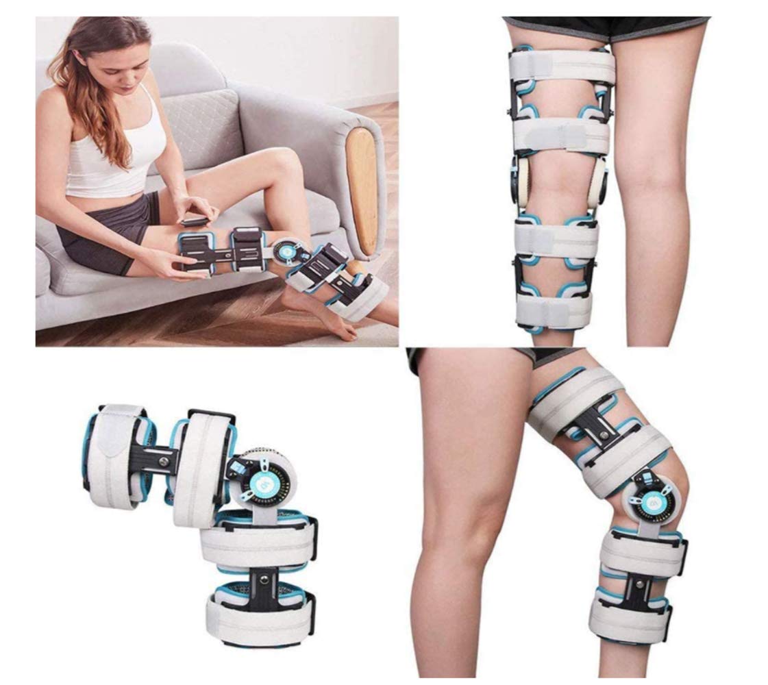 Ginocchiera Universale Incernierata Regolabile, Ortesi per Ginocchio Supporto Post-Operatorio per Infortunio Ginocchiera Incernierata Telescopica per Uomo Donna
