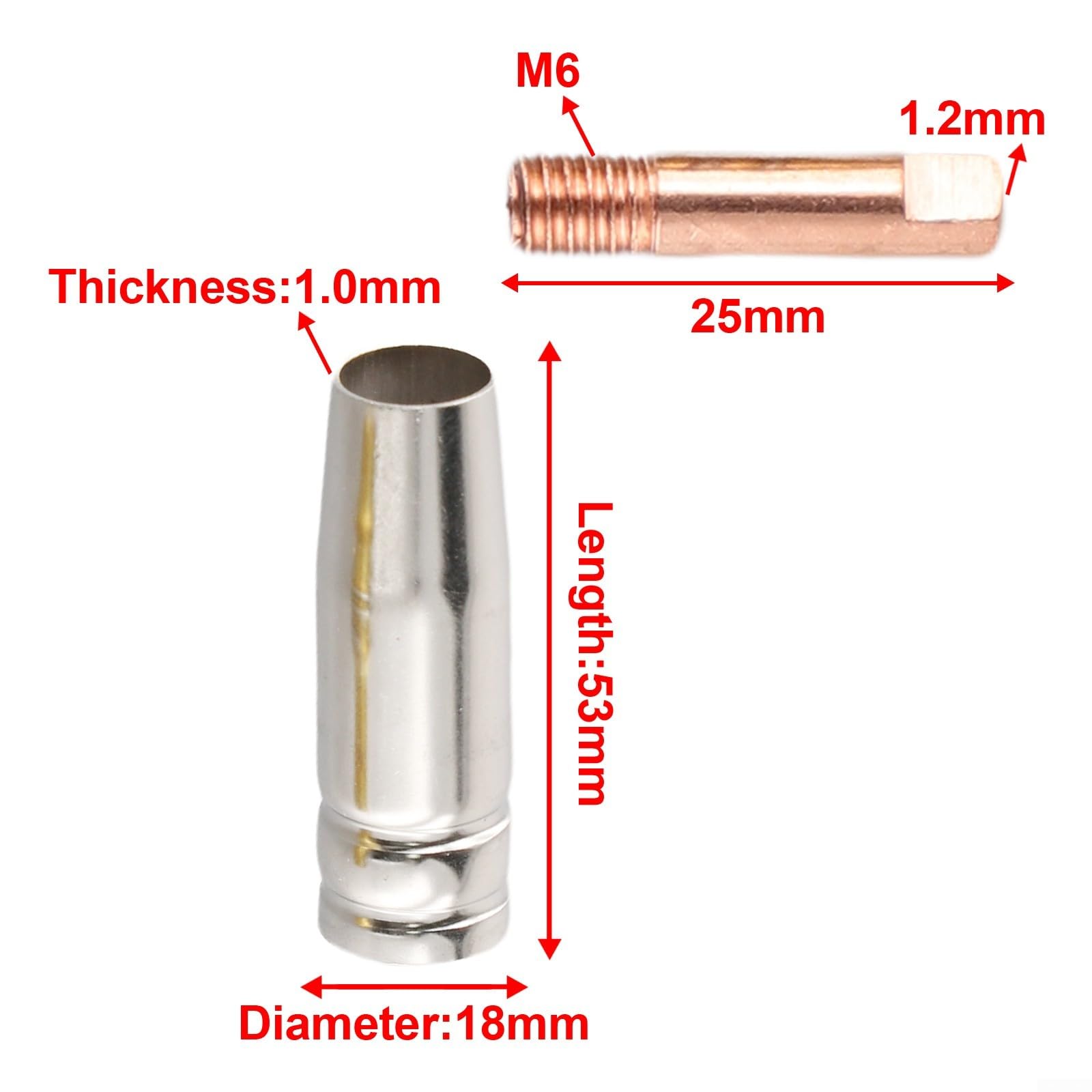 15AK MIG Welding Torch Accessories Kit, 3 Pcs Nozzle Contact Tips Set For MIG Welder(1.2MM)