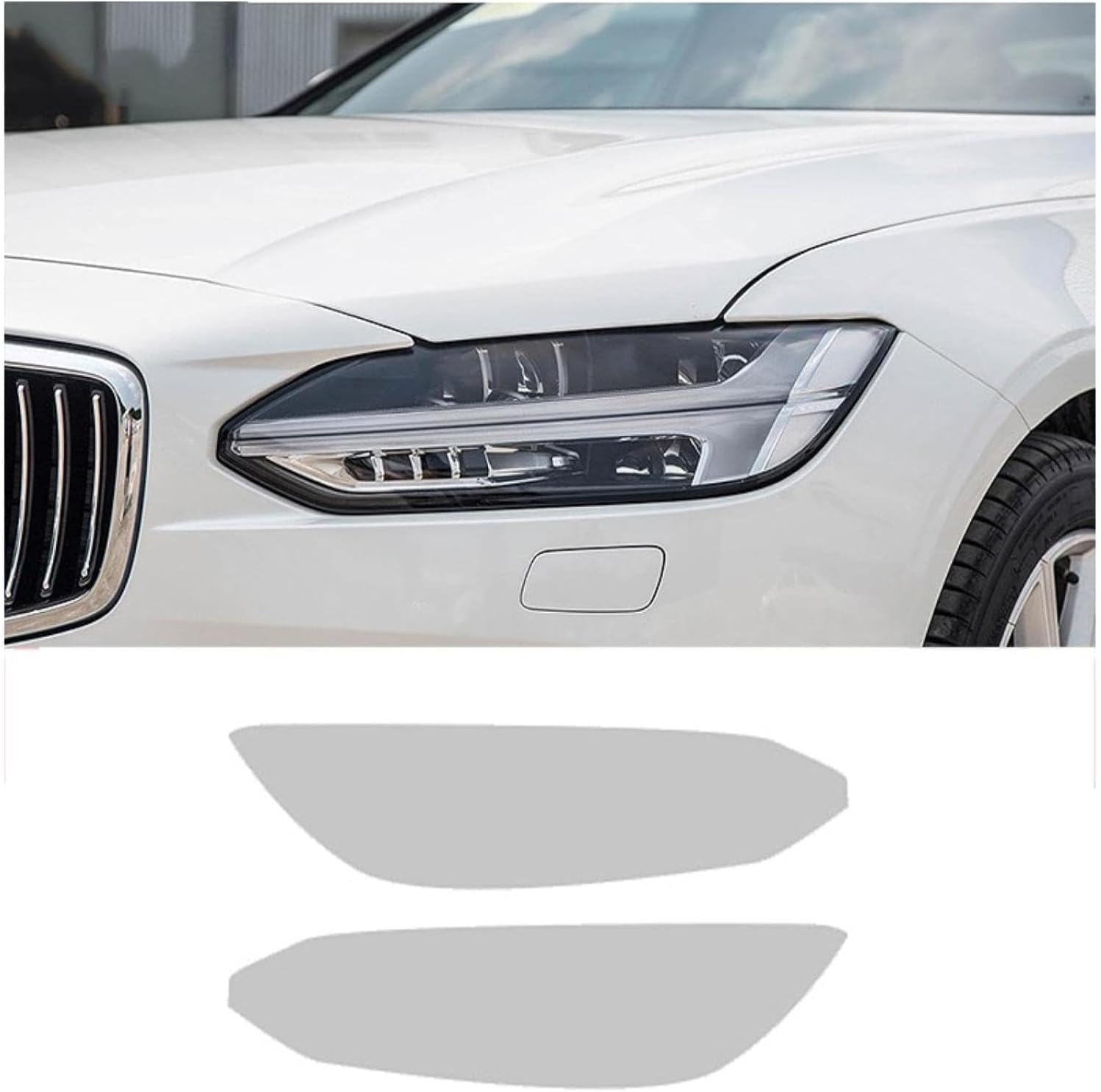 SamLng Car Front Light Film for Volvo V90 2017-2020 Car Headlight Film Front Light Transparent Blackened Moulding Vinyl Protection Sticker Car Light Film