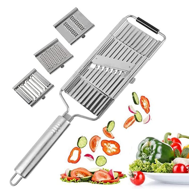 Stainless Steel 4 in 1 Multi-Purpose Vegetable Slicer,with 4 Adjustable Blades for Various Vegetables，An excellent gift choice for Christmas and New Year