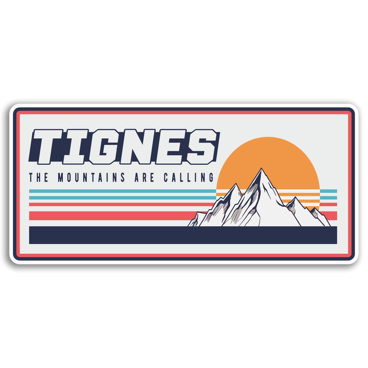 Destination Vinyl Ltd Multi 2 X 10Cm Retro Tignes Vinyl Stickers - Snowboard Sticker Laptop Luggage #20001 (10Cm Wide)