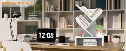 Miniatura 27 de Godferyxin Estantería de árbol de libros, estantería de madera de 5 niveles para exhibir libros, CD, revistas y más en la oficina, el hogar o la