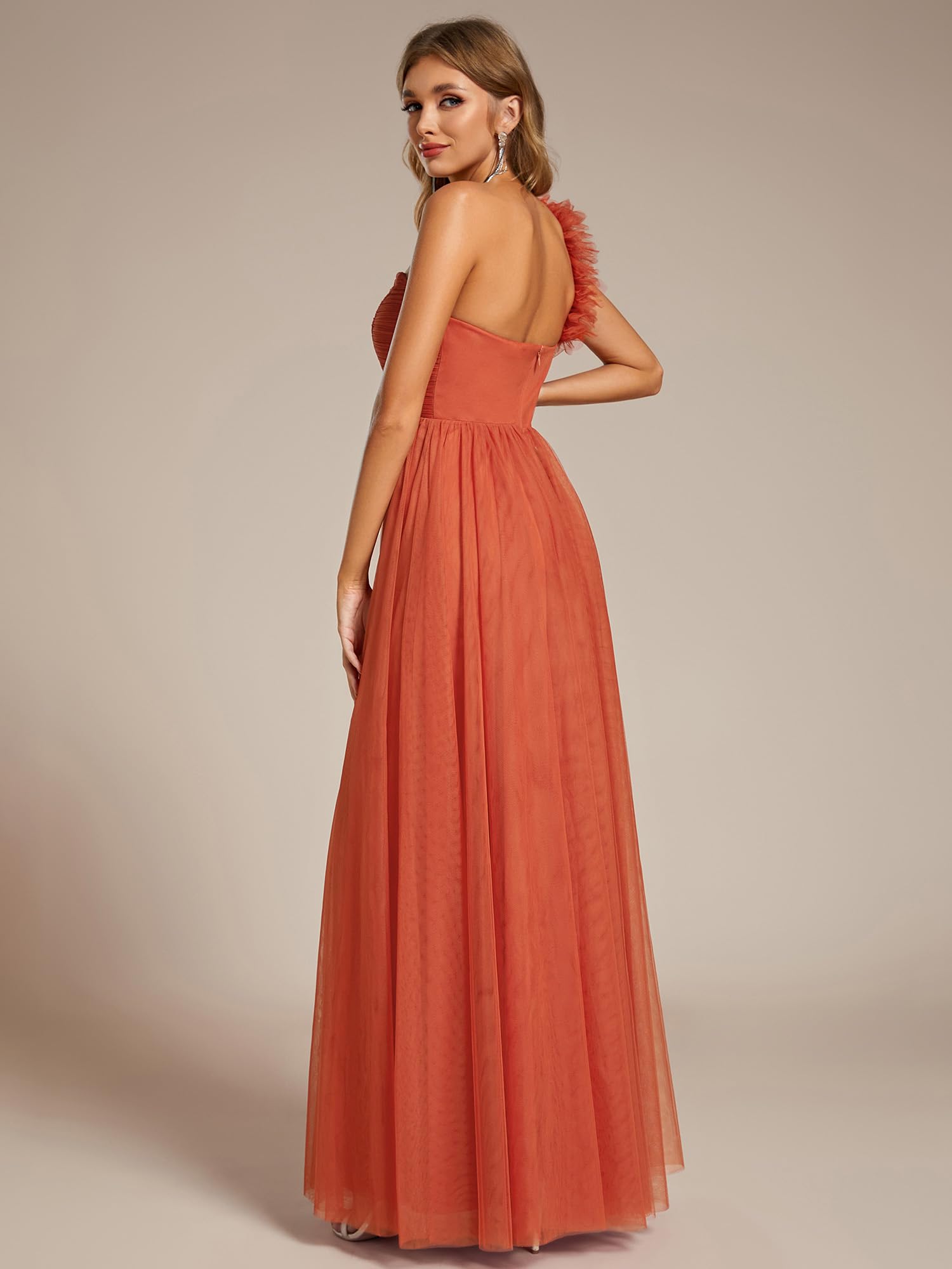Ever-Pretty Vestido Dama de Honor para Mujer Hombro Cintura Alta Sin Mangas Fiesta Maxi Vestido ES01911-P