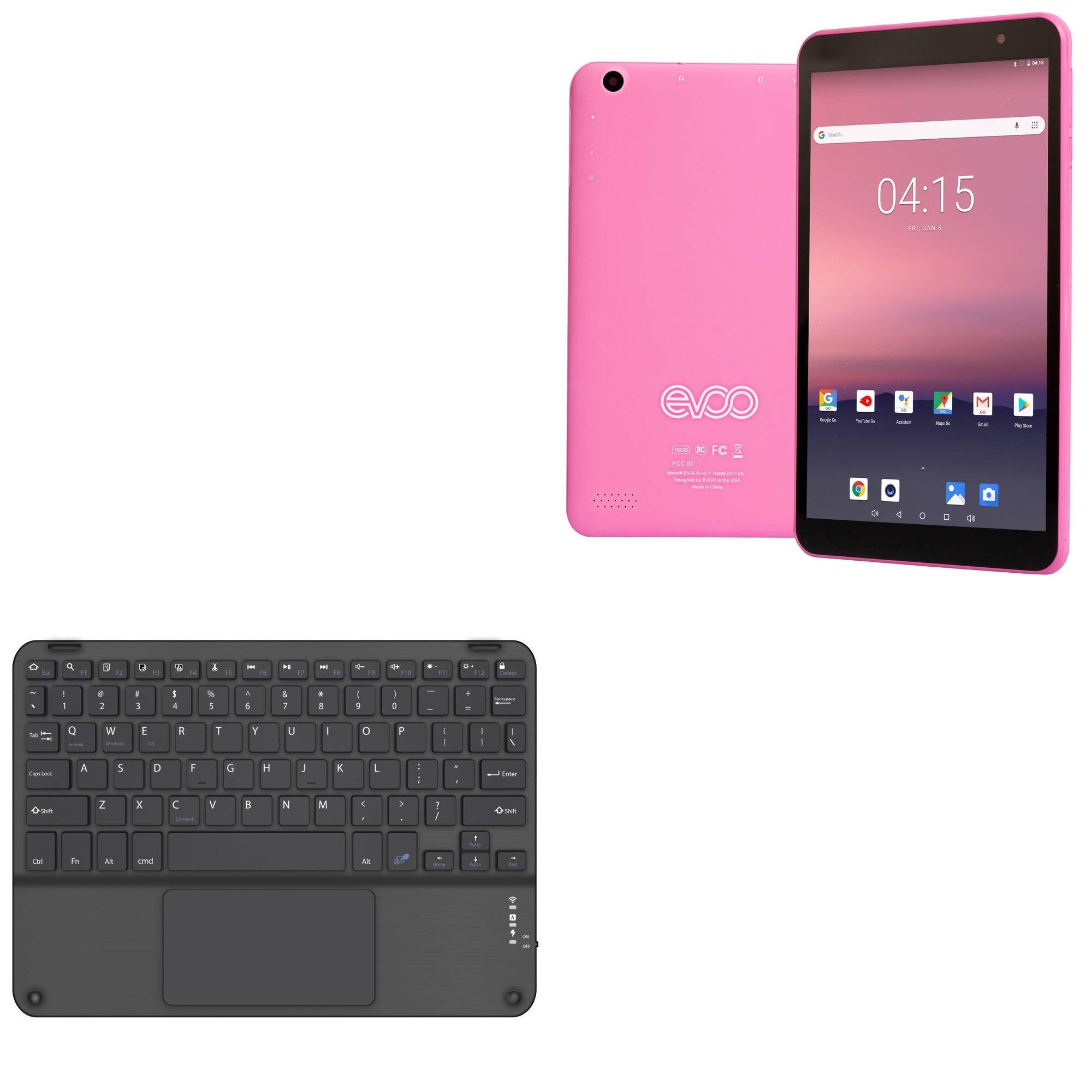 BoxWave Keyboard Compatible with EVOO Android Tablet (8 in) - SlimKeys Bluetooth Keyboard with Trackpad, Portable Slim TouchPad - Jet Black