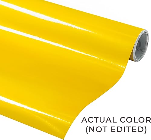 Miniatura 2 de VViViD DECO65 - Vinilo adhesivo permanente para manualidades, color amarillo brillante, 11.8 pulgadas x 84 pulgadas (7 pies), para Cricut,