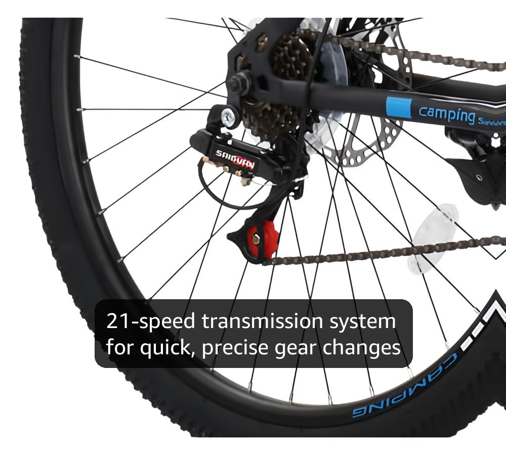 Ktaxon Mountain Bike 24/26/27.5 Inch Men & Women Mountain Bike with 21-Speed Adult Bikes, Double Disc Brake, Suspension Fork and High Carbon Steel Frame