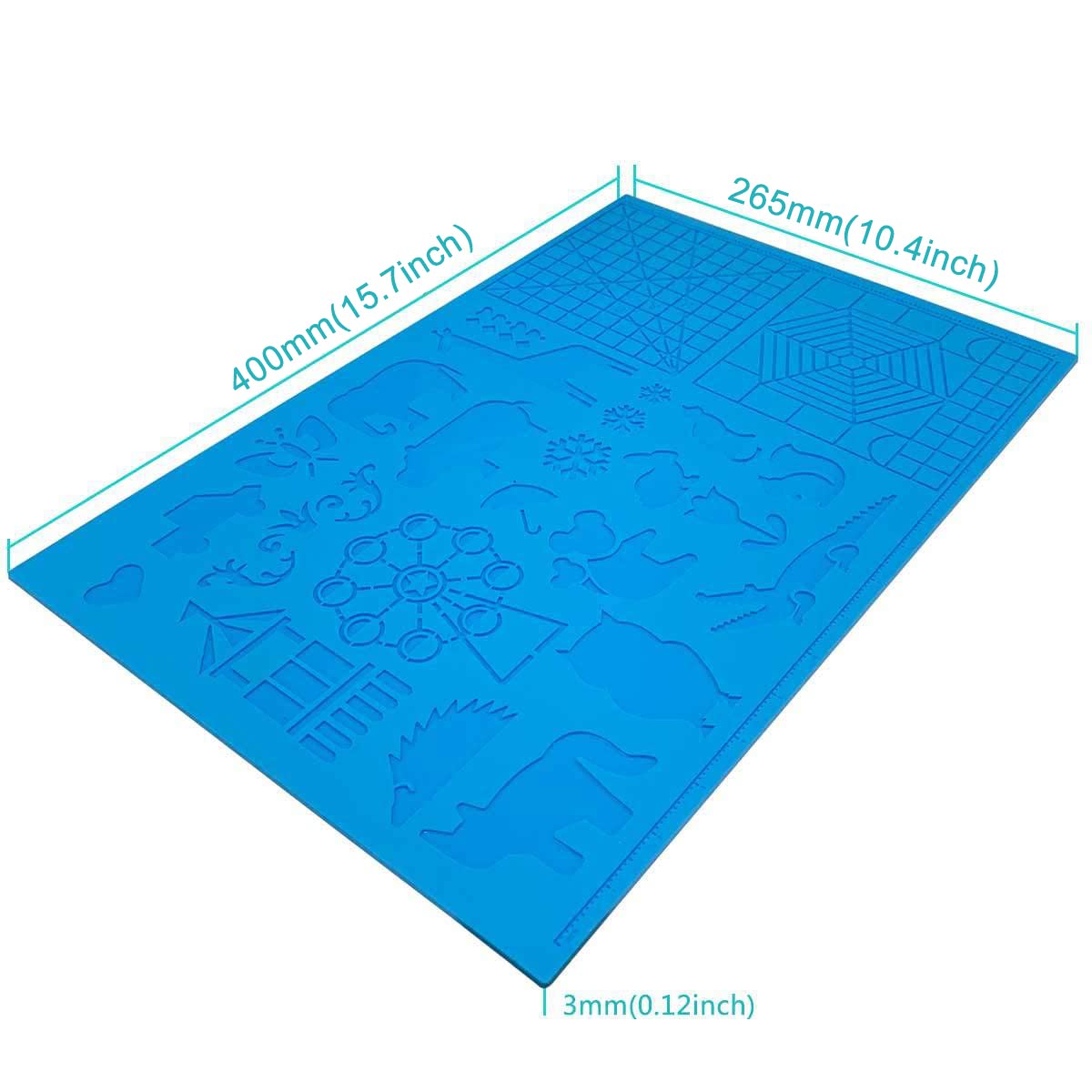 Pad in silicone 3D, con stampa 3D, 41,5 x 27,5 cm, con 2 custodie protettive per dita per Anf?nger