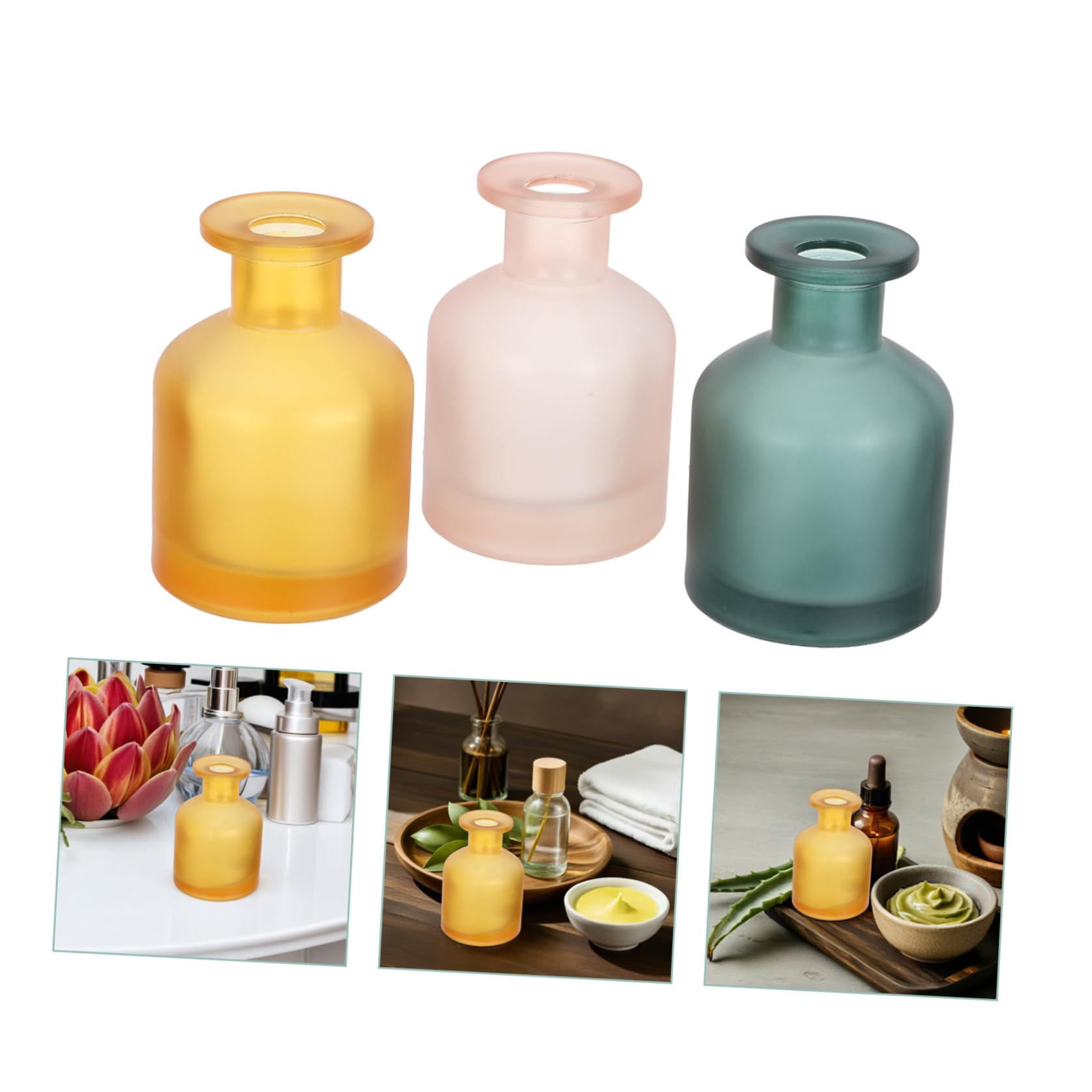 Luxshiny 3 Pezzi Diffusore Decorativo e in di Essenziali Oli Cilindrico da Vetro 130ml Riutilizzabile, Raffinato Bastoncini Profumati Senza Fiamma per Ufficio e Soggiorno