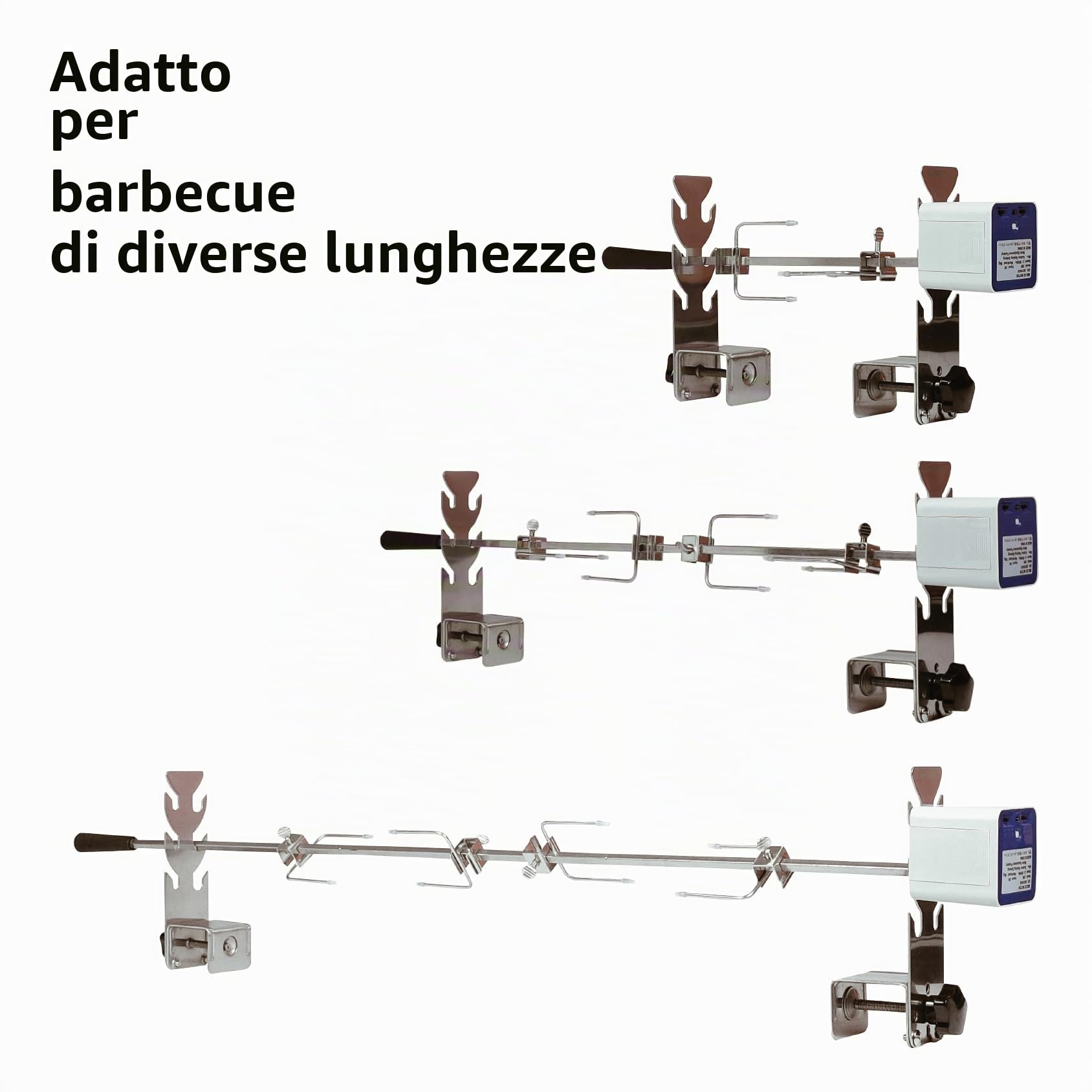 Kit girarrosto Sostituzione Universale 5078a Installazione Rapida Portatile Spiedo Grill Campeggio All'aperto Barbecue Tre Altezze Lunghezza Regolabile Strumento di Cottura Accessori per Girarrosto
