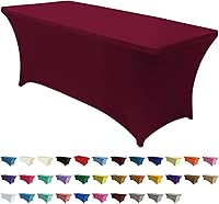 Vista 15 de ABCCANOPY - Funda de mesa de spandex elástica de 4 pies, mantel ajustado y resistente a arrugas, reutilizable para mesas plegables rectangulares