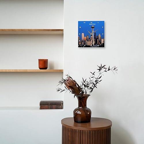 Miniatura 8 de 3dRose DPP_62081_1 Reloj de pared Seattle Space Needle, 10 x 10 pulgadas