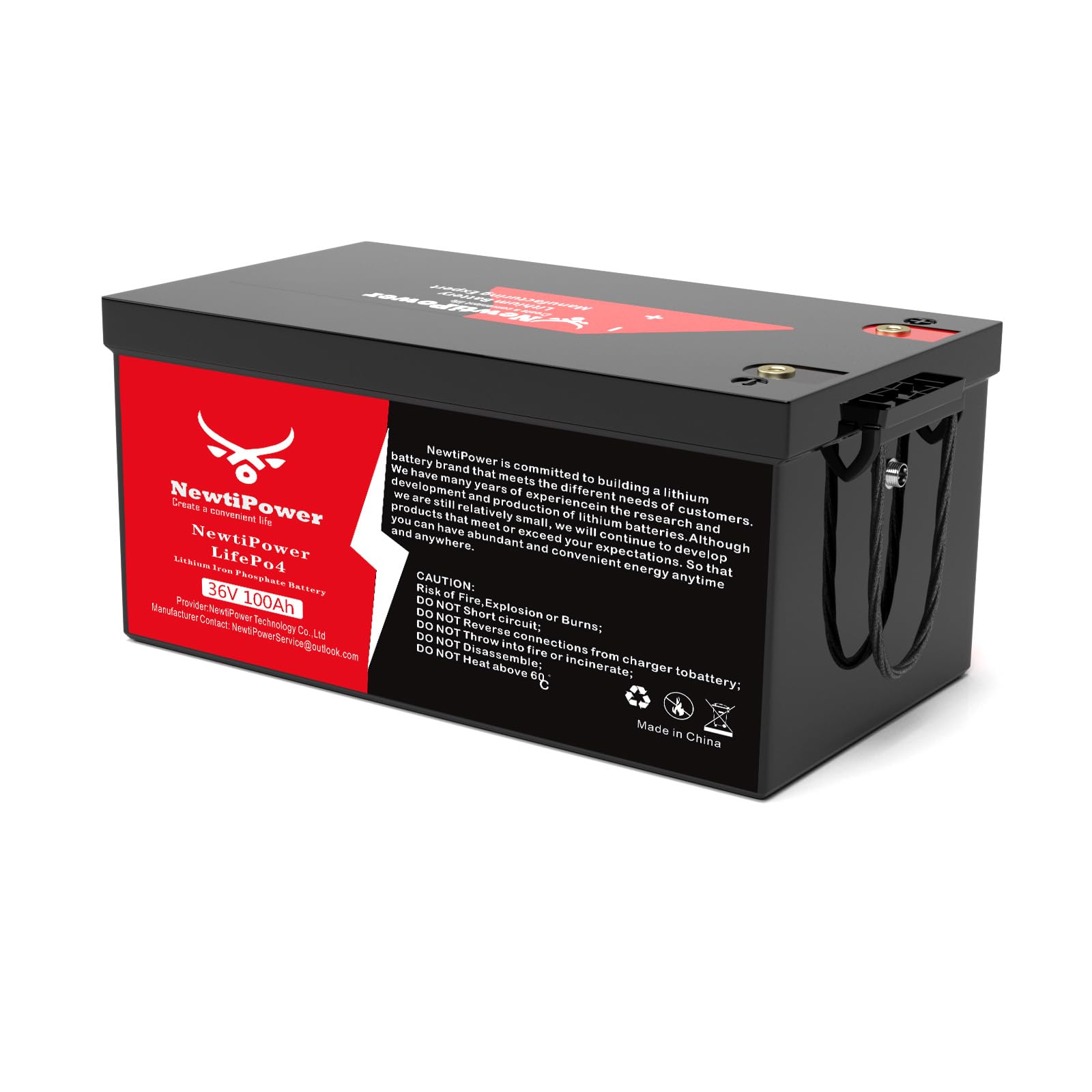 36V 100Ah LiFePO4 Lithium Battery 200A BMS,NewtiPower 10000+ Deep Cycle Lithium Iron Phosphate Battery Great for Golf Cart, RV, Marine and Off Grid Applications