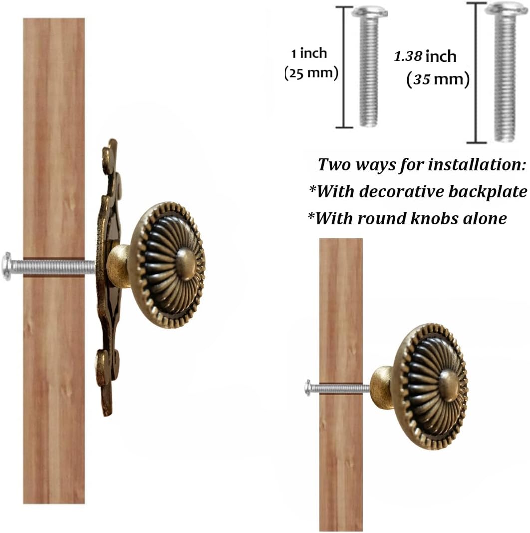 Brass Cabinet Knobs, [12 Pack] Vintage Retro Mushroom Drawer Knobs with Backplate, Dresser Pull Handles for Kitchen/Cupboard/Wardrobe/Cabinet (Gold, 12 Pieces)