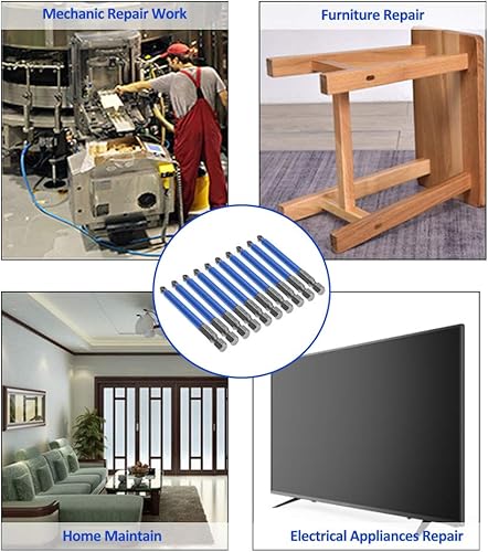Miniatura 7 de Juego de 10 puntas magnéticas Phillips de 3.5 pulgadas, 2 puntas de destornillador eléctrico de cabeza cruzada antideslizantes, vástago hexagonal de