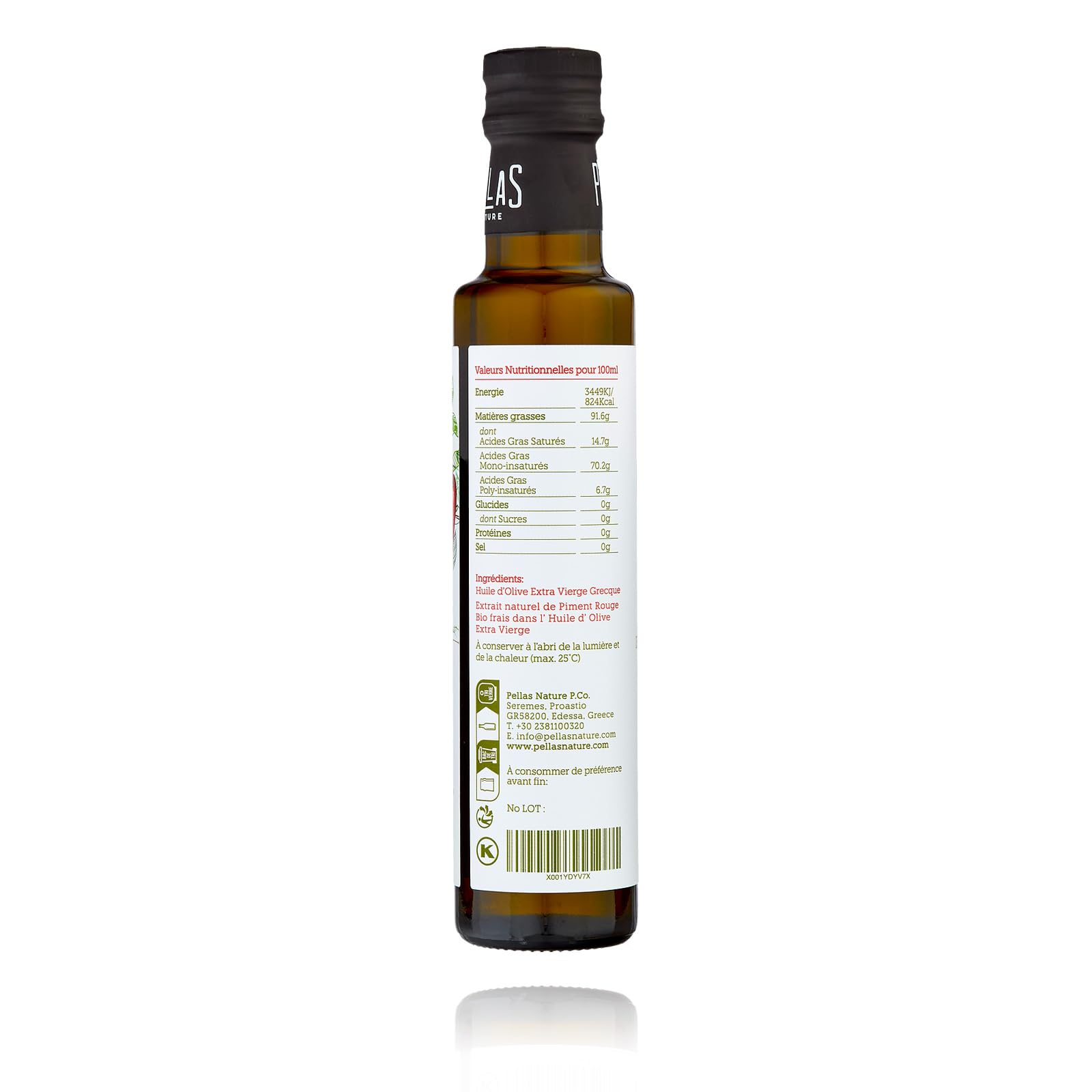 Pellas Nature Huile d'Olive Extra Vierge aux Piments Rouges - Huile d'Olive Pressée à Froid, Produit Primé de Grèce, OK-Kosher, Sans Additifs, Bouteille de 250ml - 2