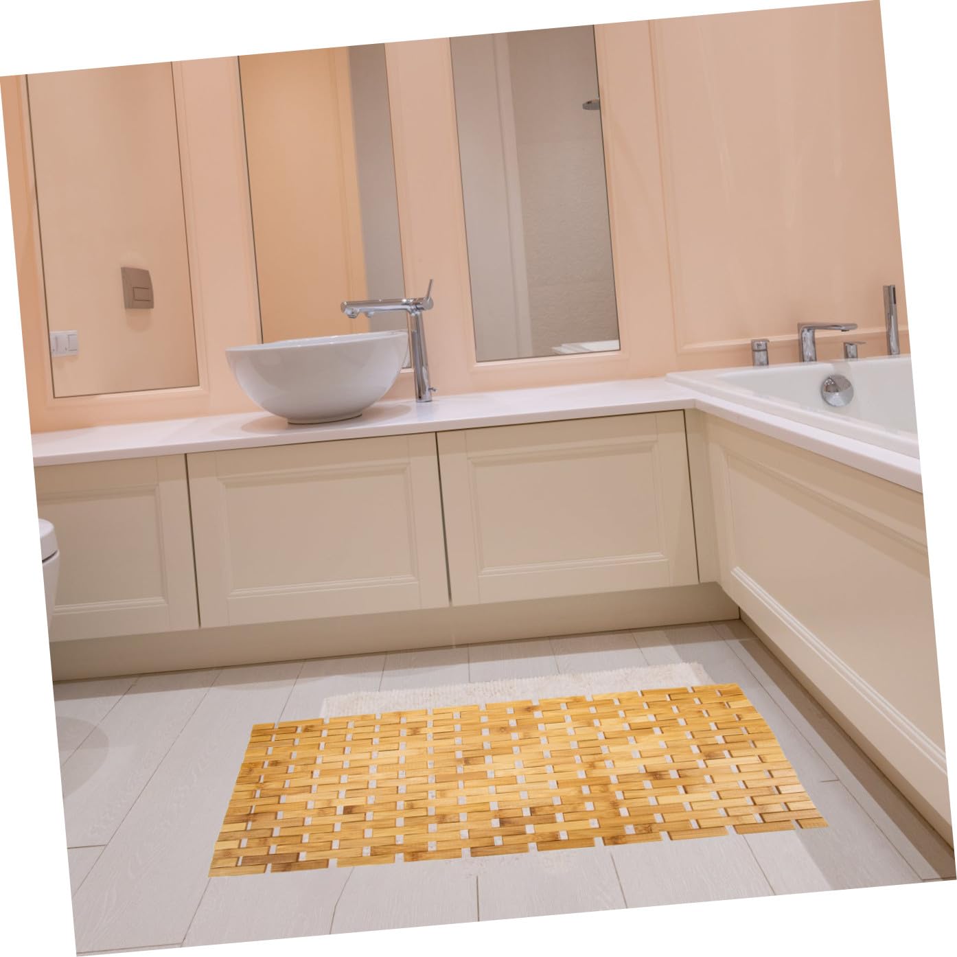 BESPORTBLE Bambusmatte rutschfeste Fußmatte 40x60cm Verschleißfestes Bambusgewebe Naturstil Blockdesign Anti Rutsch Badezimmer und Eingangsbereichsmatte