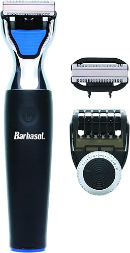 Miniatura 7 de Barbasol Afeitadora eléctrica recargable de una sola hoja húmeda y seca con cuchillas de acero inoxidable y accesorio ajustable para recortadora de