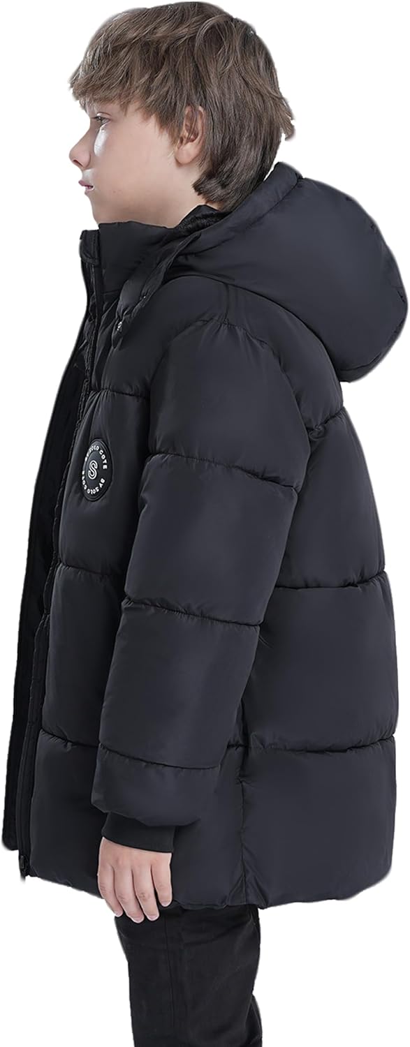 SOLOCOTE Boys Winter Coat Heavyweight Water-Resistant Windproof Hooded Puffer Jacket for Kids - Image 2