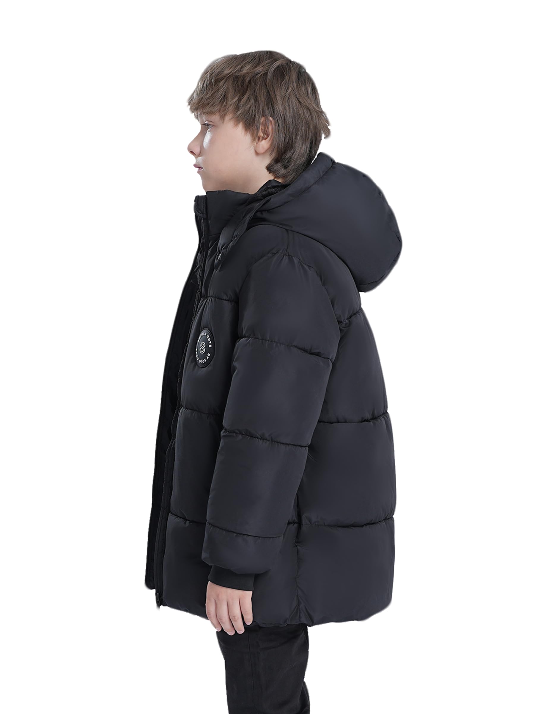SOLOCOTE Manteau d'hiver pour garçons avec doublure en polaire épais hydrofuge avec capuche Parka pour enfants