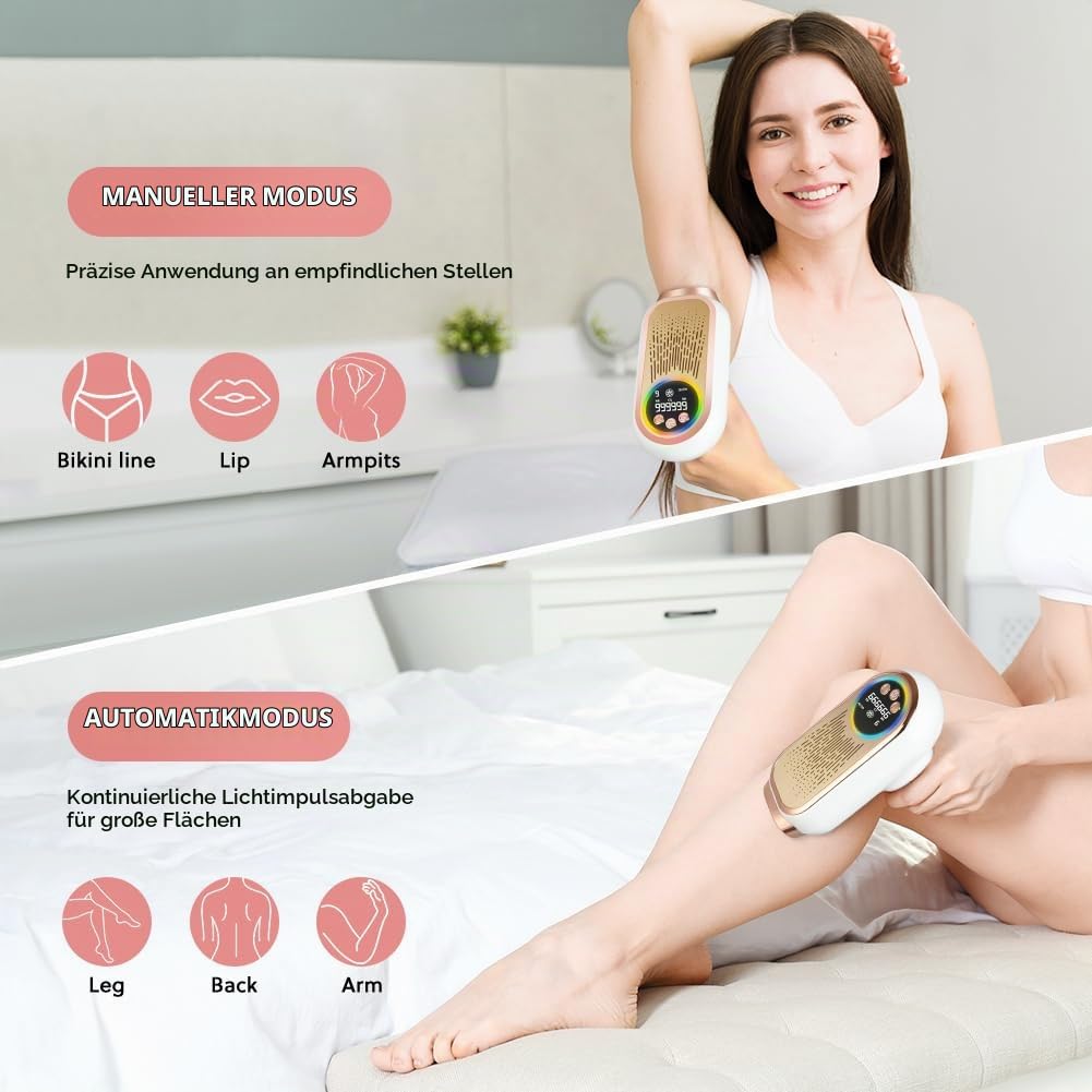 AOOWU IPL Geräte Haarentfernung mit Kühlfunktion, Laser Haarentfernung mit 9 Energiestufen, 3 Funktionen,999,900 Lichtimpulse Schmerzfreie Haarentfernungsgerät für Männer Frauen Gesicht Achseln Beine