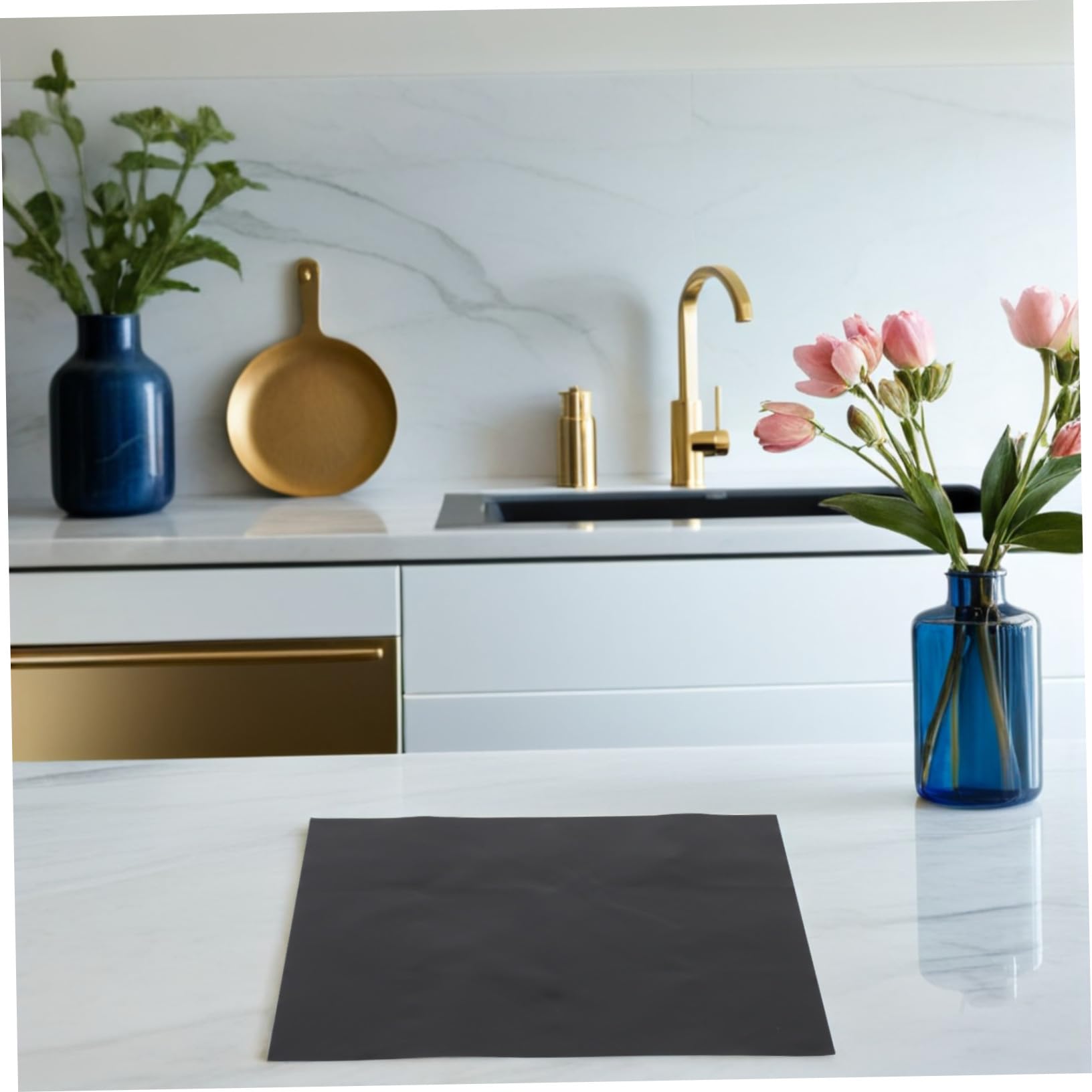 ABOOFAN 4 Piezas Estera de de inducción Protector de la coquetería de inducción Protector de Cocina electrica Almohadilla de Cocina Fibra de Vidrio Negro