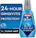 Crest Pro-Health Multi-Protection Mouthwash with CPC, Clean Mint, 1L (33.8 fl oz), Crest Mouthwash, Gingivitis Treatment